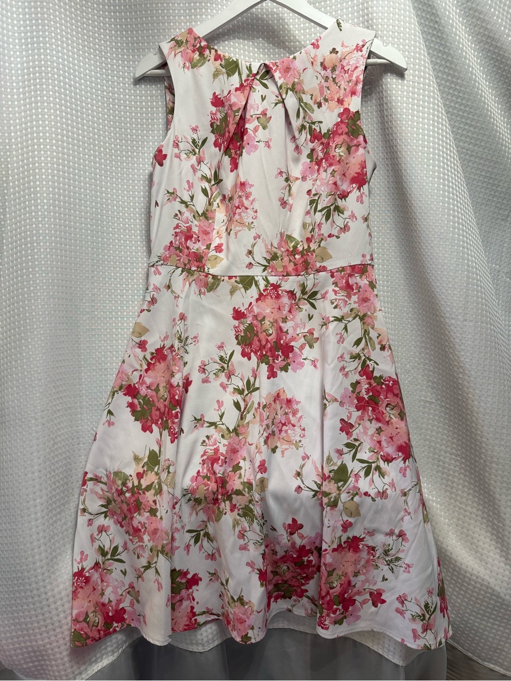 Alyx White Floral Fit-and-Flare Dress with Pink Blossoms